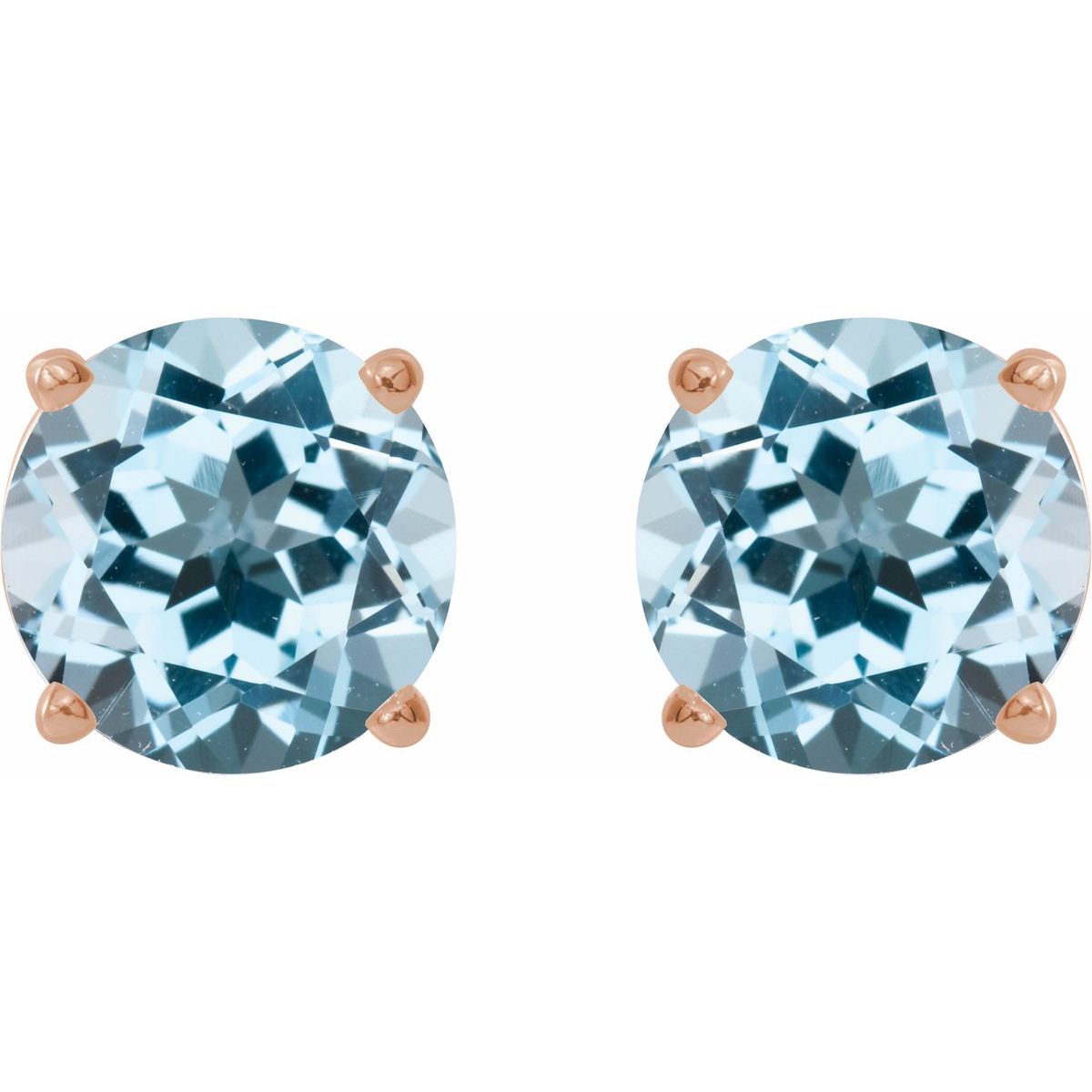 Natural Sky Blue Topaz Four-Prong Stud Earrings in 14k rose gold