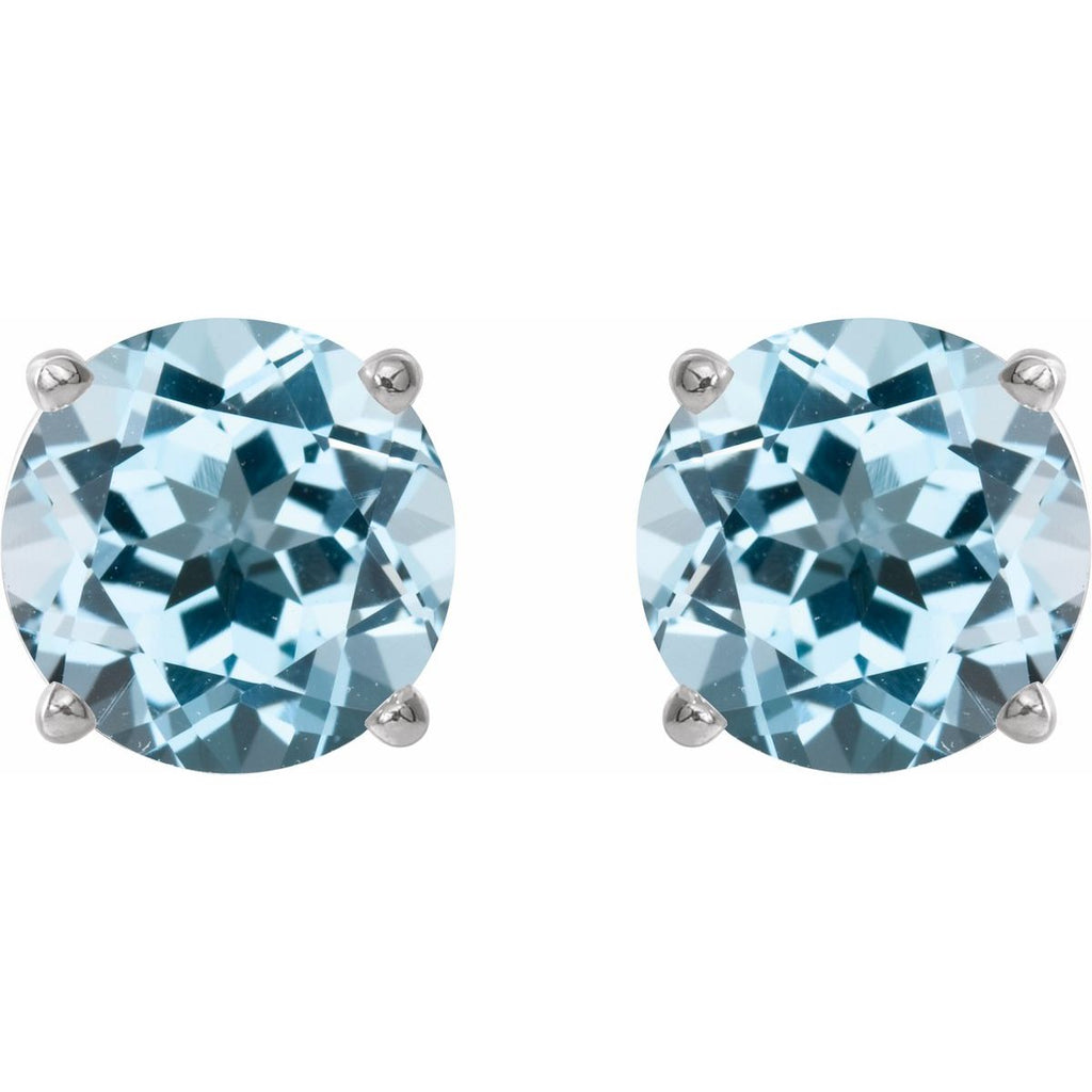 Natural Sky Blue Topaz Four-Prong Stud Earrings