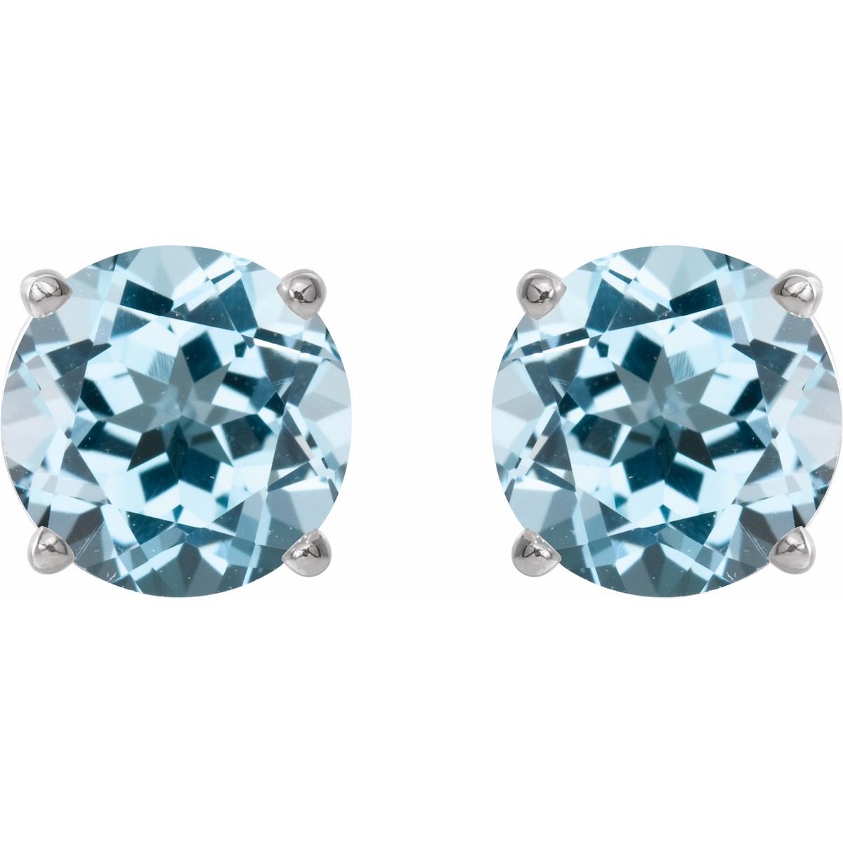 Natural Sky Blue Topaz Four-Prong Stud Earrings