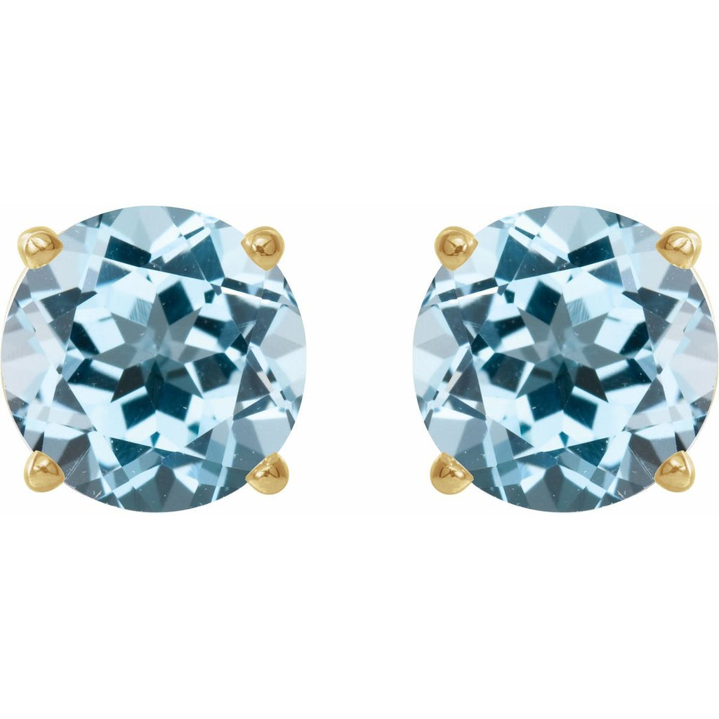 Natural Sky Blue Topaz Four-Prong Stud Earrings in 14k yellow gold