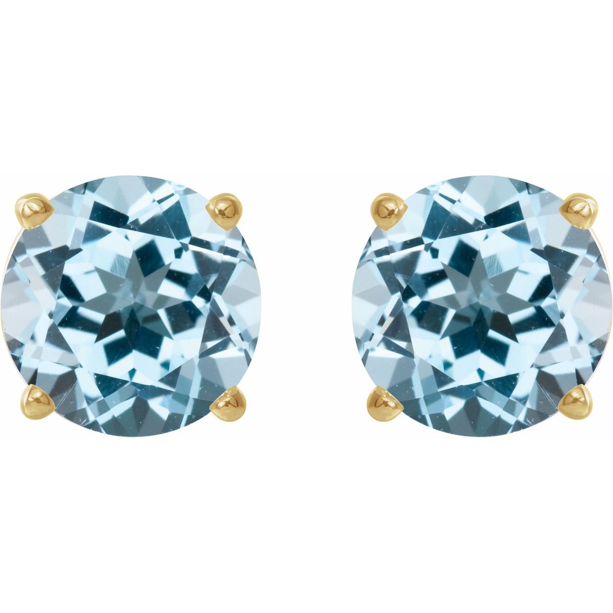 Natural Sky Blue Topaz Four-Prong Stud Earrings in 14k yellow gold