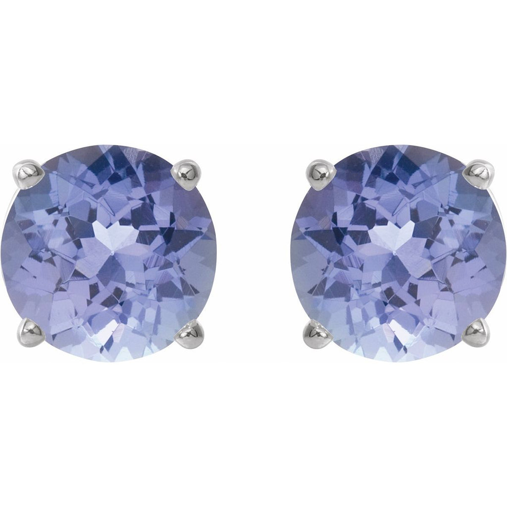 Natural Tanzanite Four-Prong Stud Earrings in 14k white gold