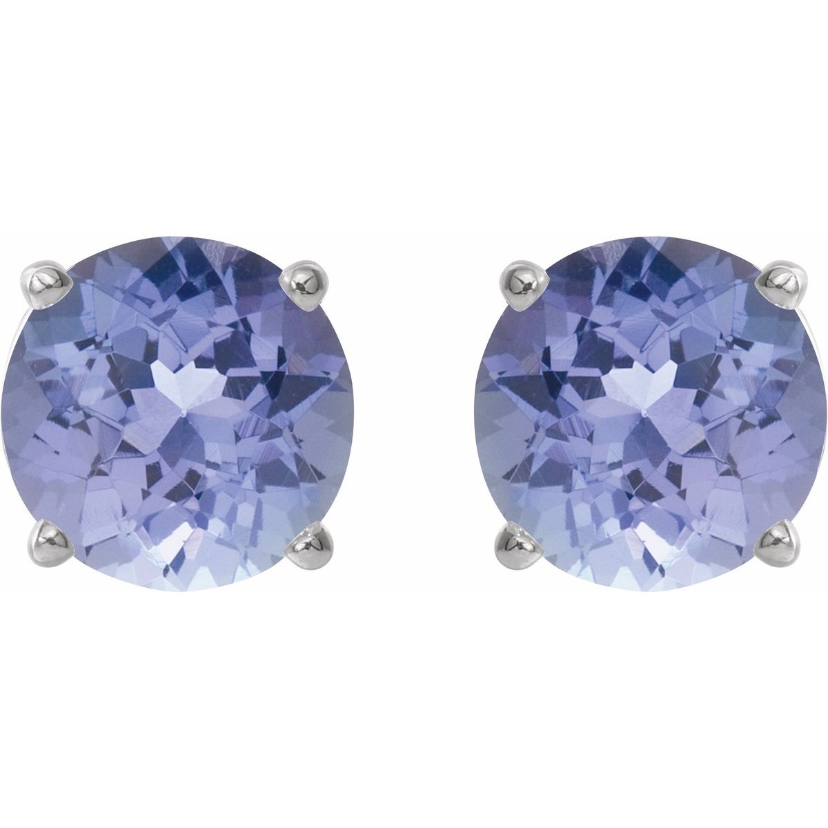 Natural Tanzanite Four-Prong Stud Earrings in 14k white gold