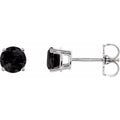Natural Black Onyx Four-Prong Stud Earrings in 14k white gold