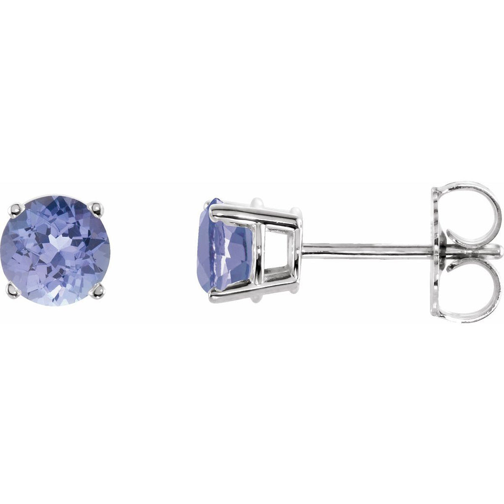 Natural Tanzanite Four-Prong Stud Earrings in 14k white gold