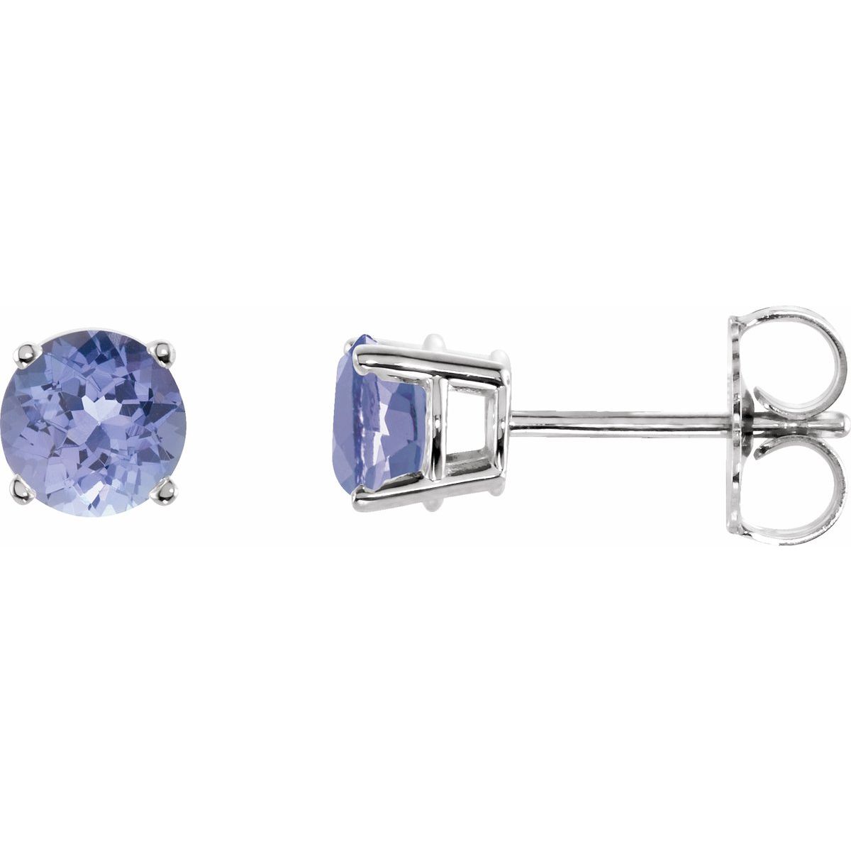 Natural Tanzanite Four-Prong Stud Earrings in 14k white gold
