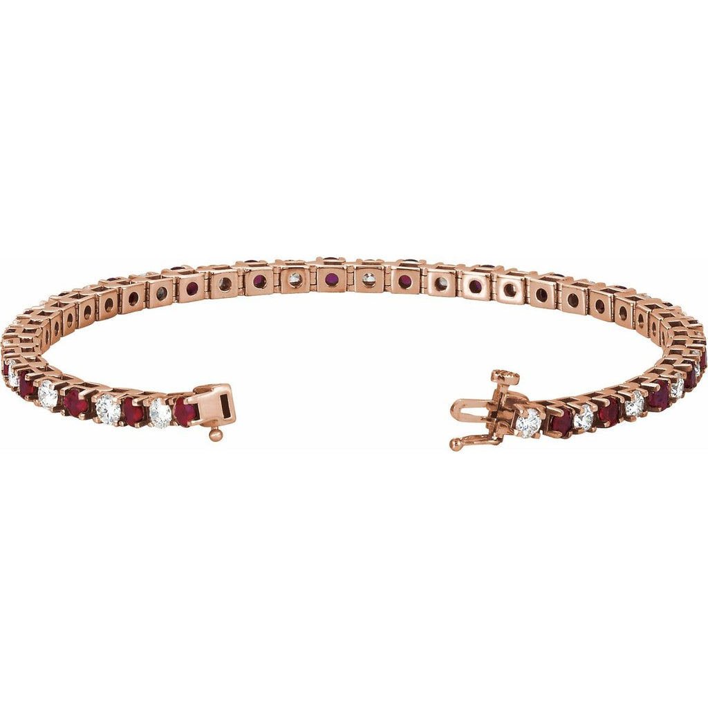 Lab-Grown Ruby & 2 3/8 CTW Lab-Grown Diamond Line Bracelet in 14k rose gold