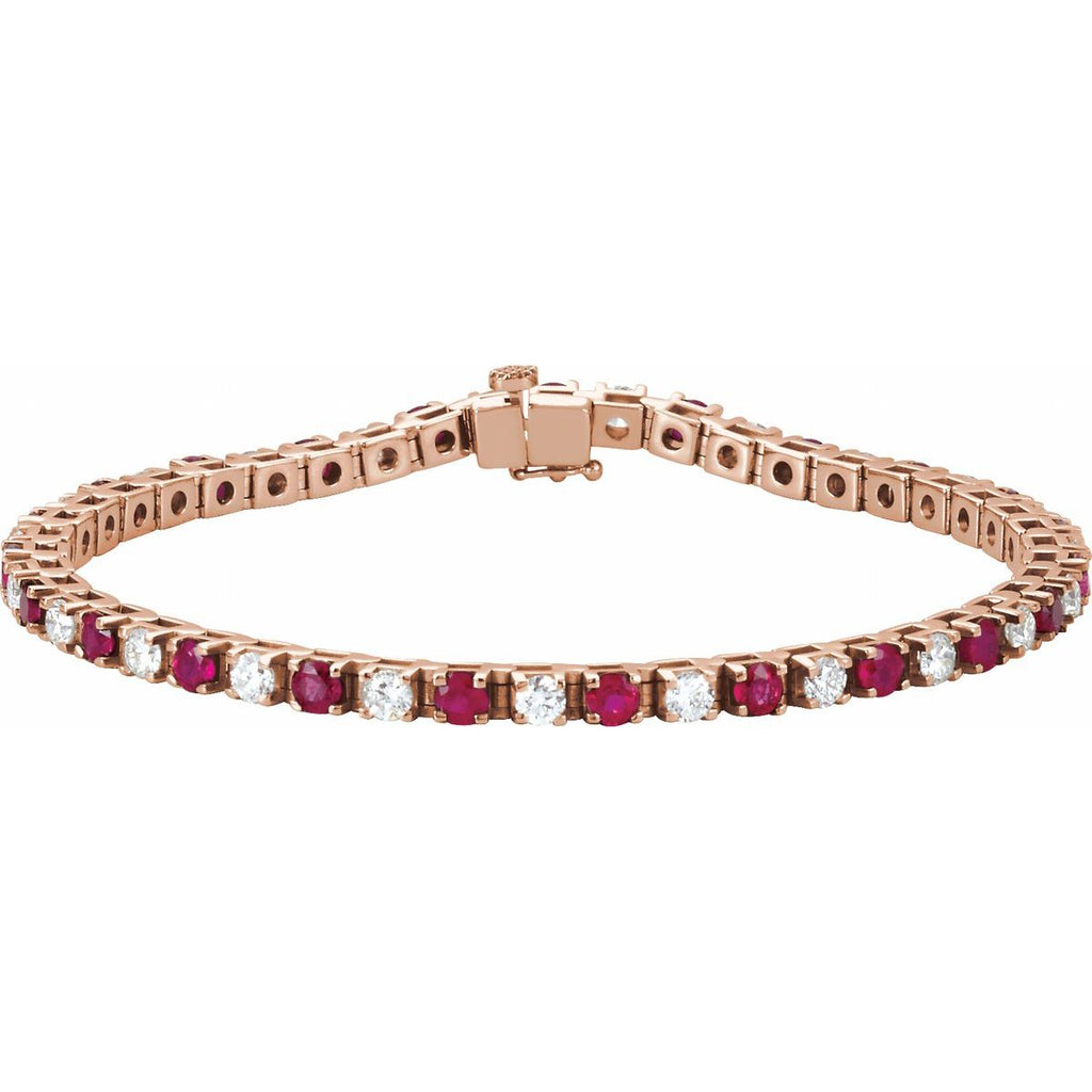 Lab-Grown Ruby & 2 3/8 CTW Lab-Grown Diamond Line Bracelet in 14k rose gold