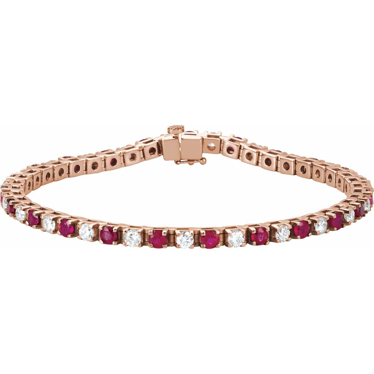 Lab-Grown Ruby & 2 3/8 CTW Lab-Grown Diamond Line Bracelet in 14k rose gold