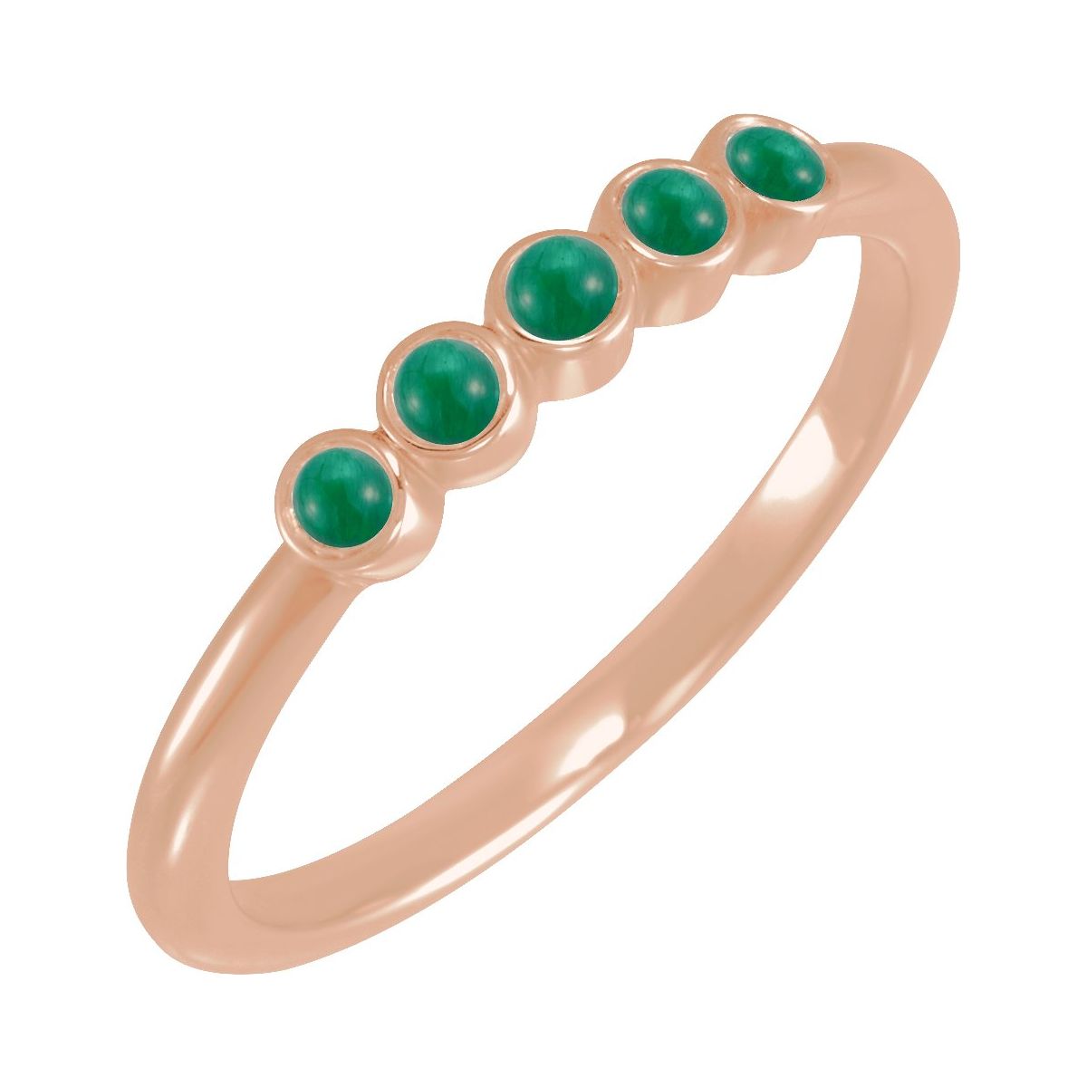 Cabochon Natural Emerald Stackable Ring in 14k rose gold