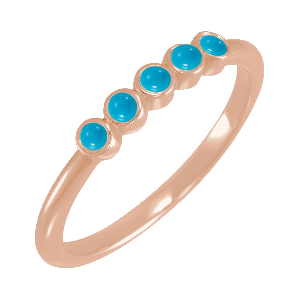 Cabochon Natural Turquoise Stackable Ring in 14k rose gold