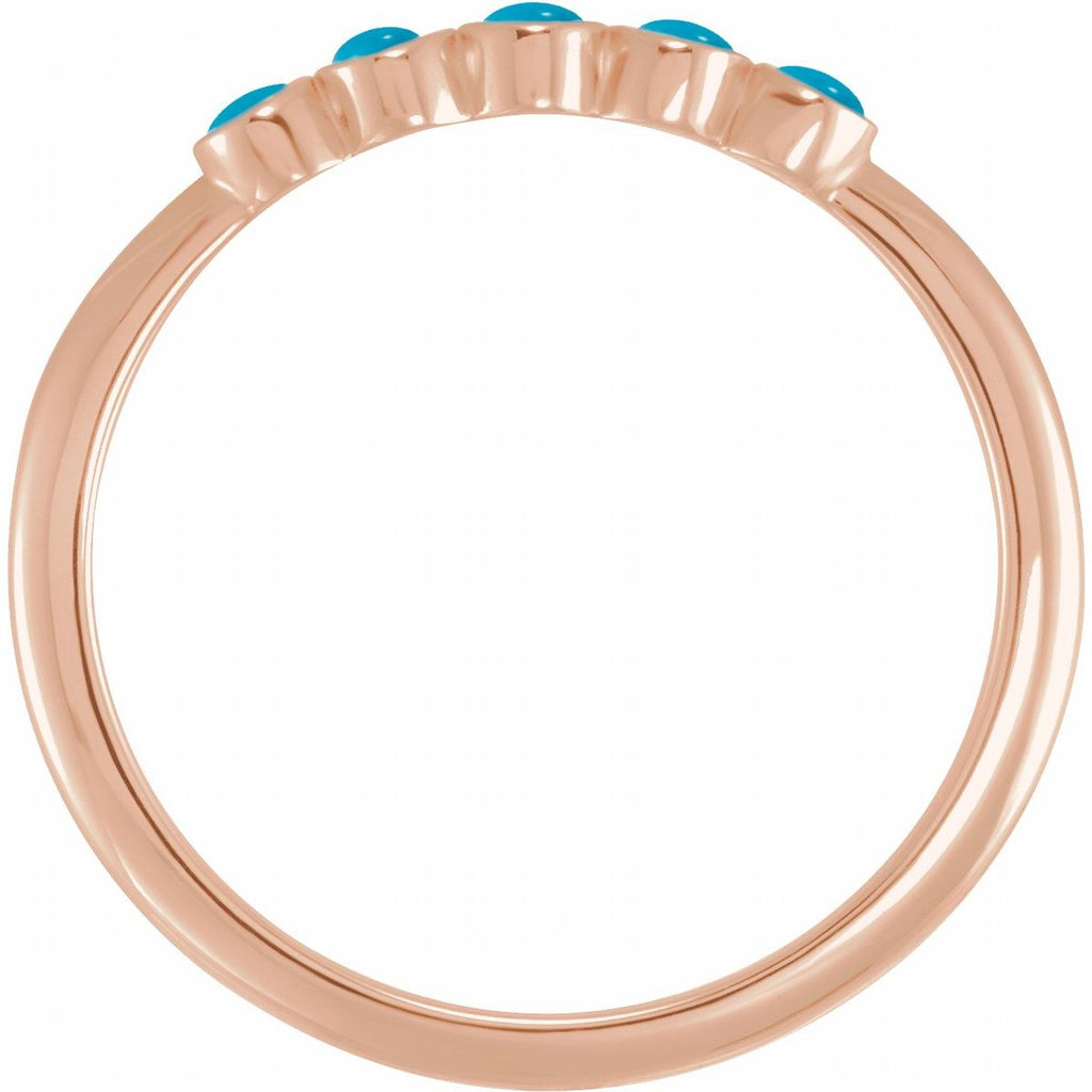 Cabochon Natural Turquoise Stackable Ring in 14k rose gold