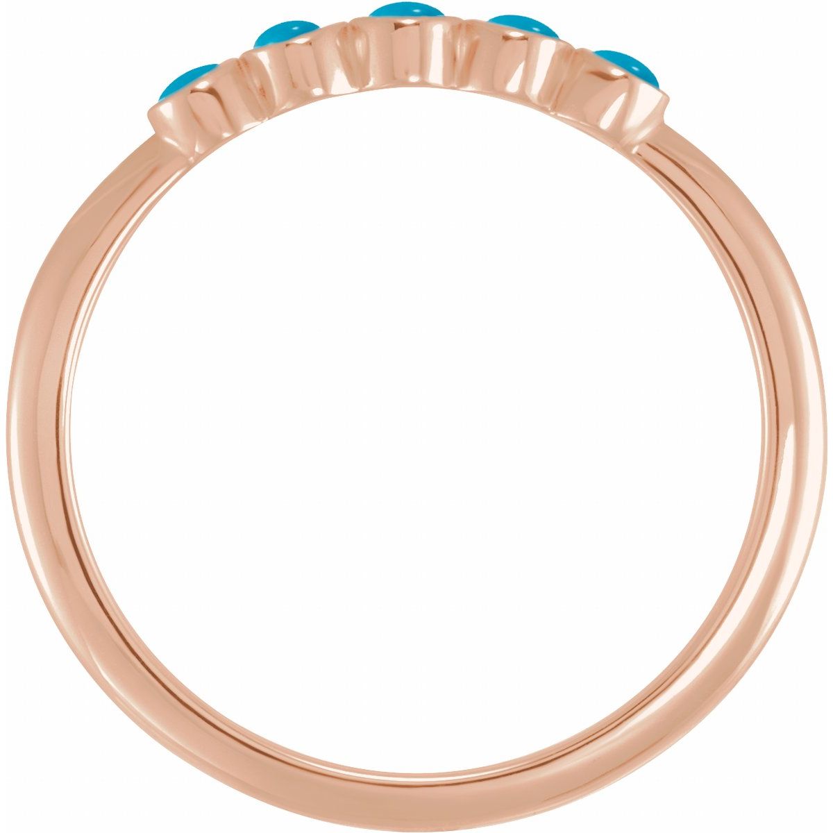 Cabochon Natural Turquoise Stackable Ring in 14k rose gold