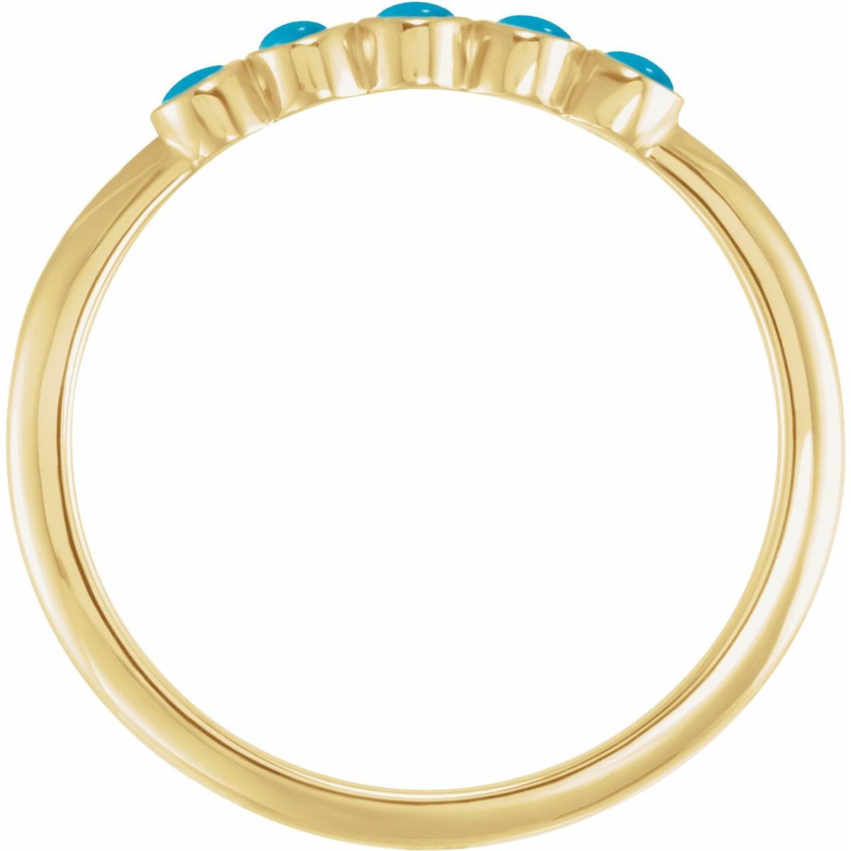 Cabochon Natural Turquoise Stackable Ring in 14k yellow gold