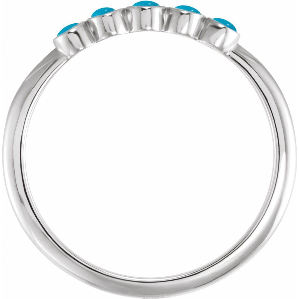 Cabochon Natural Turquoise Stackable Ring in 14k white gold