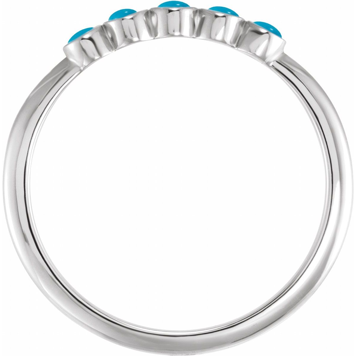 Cabochon Natural Turquoise Stackable Ring in 14k white gold