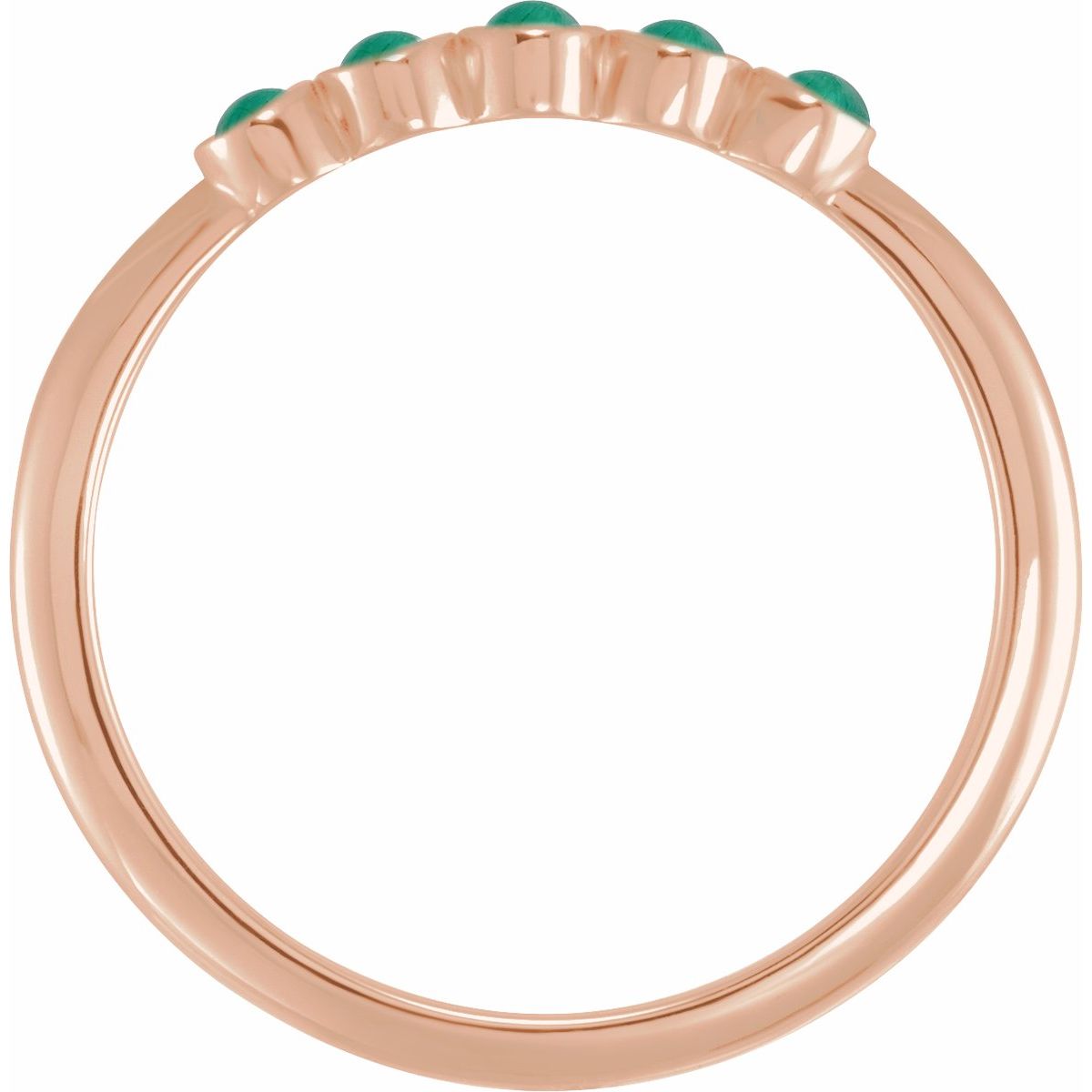 Cabochon Natural Emerald Stackable Ring in 14k rose gold