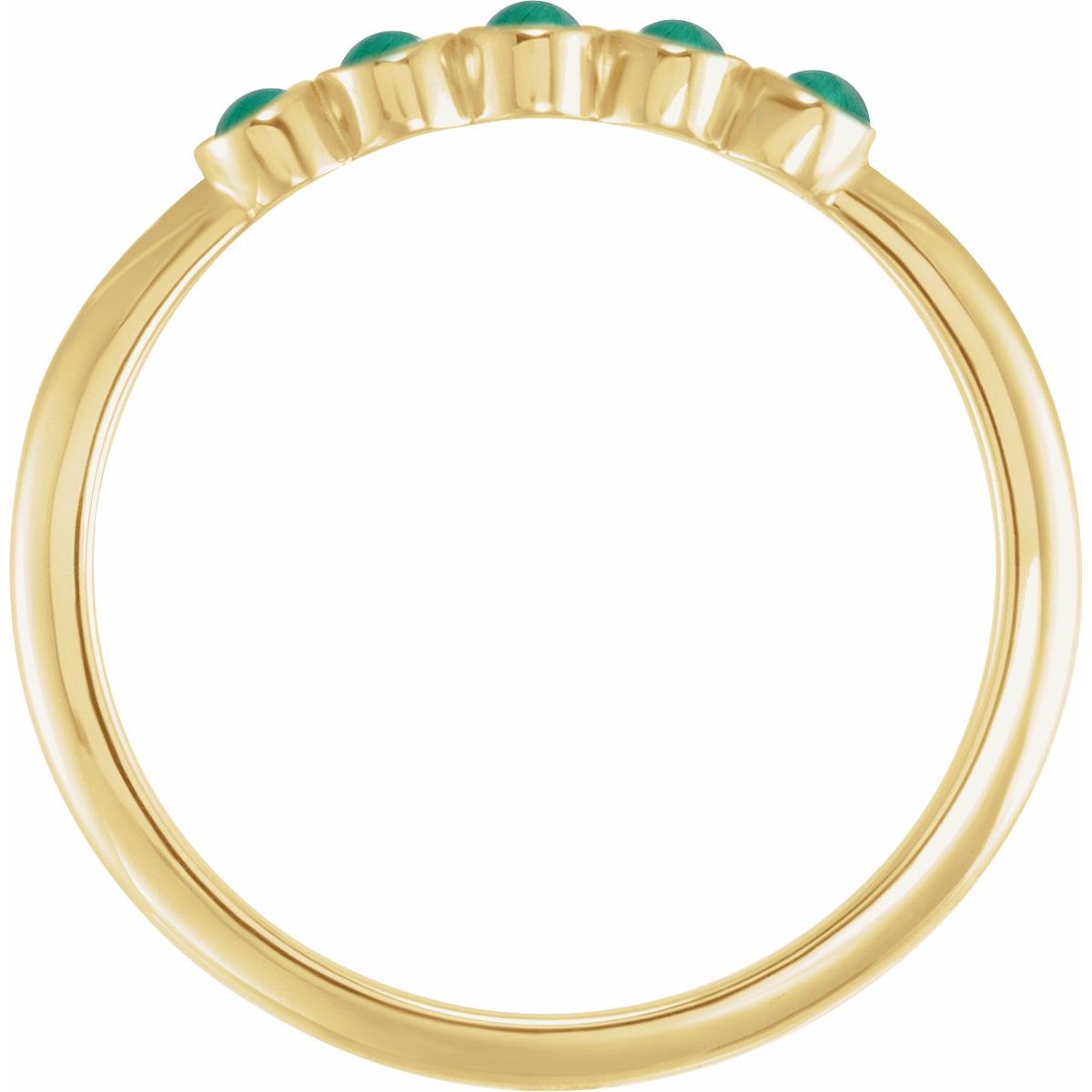 Cabochon Natural Emerald Stackable Ring in 14k yellow gold