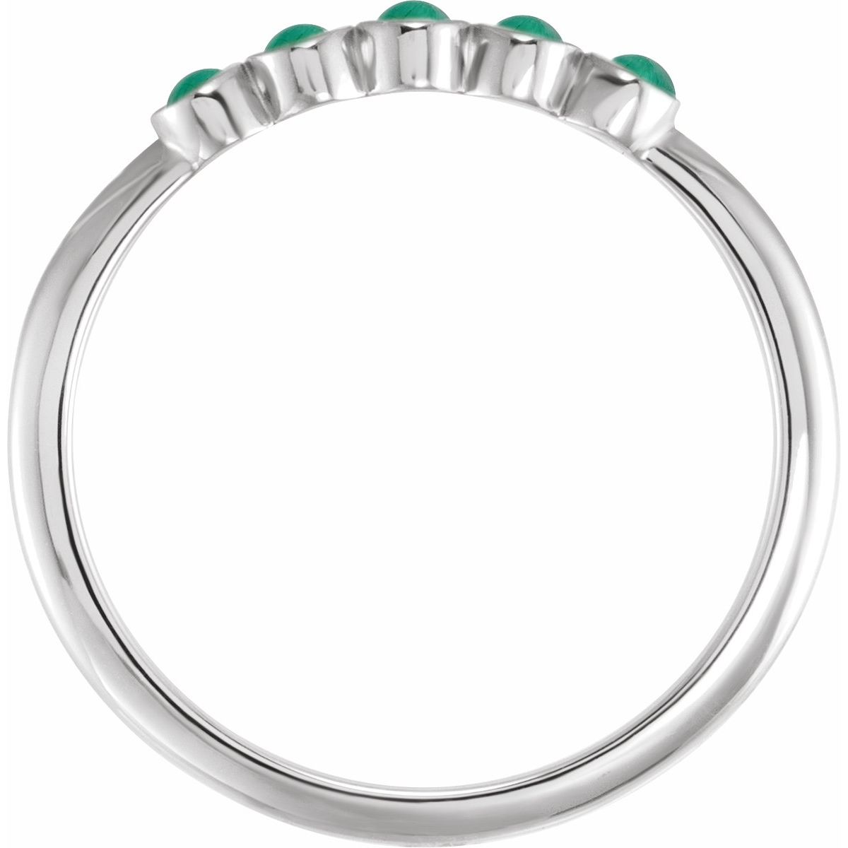 Cabochon Natural Emerald Stackable Ring in 14k white gold