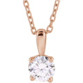 Lab-Grown Diamond Solitaire 18" Necklace in 14k rose gold