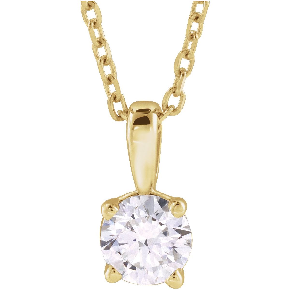 Lab-Grown Diamond Solitaire 18" Necklace in 14k yellow gold