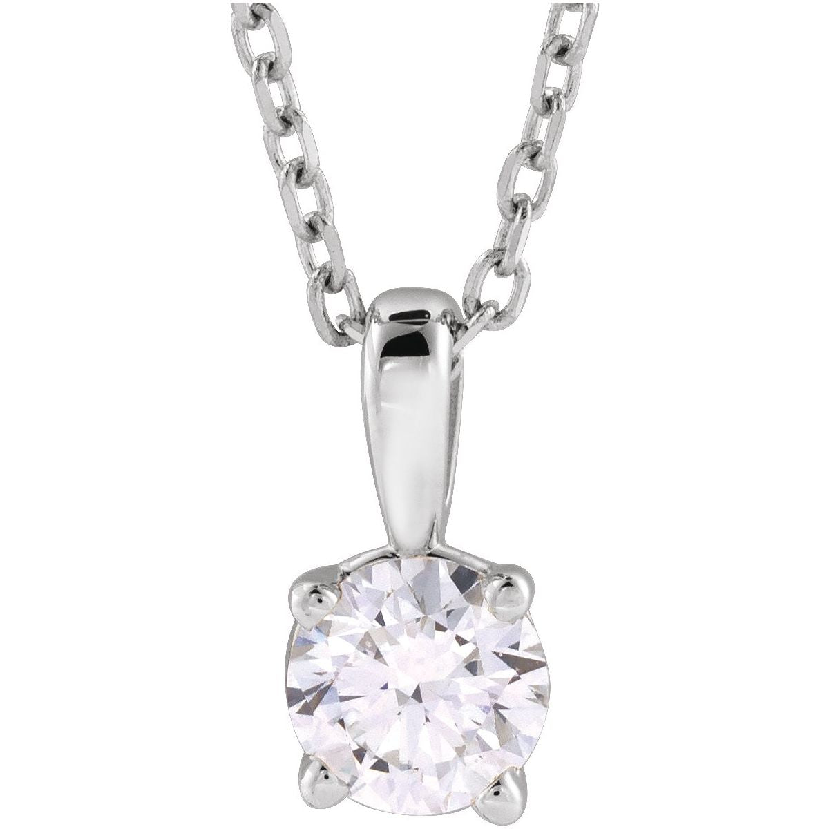 Lab-Grown Diamond Solitaire 18" Necklace in 14k white gold