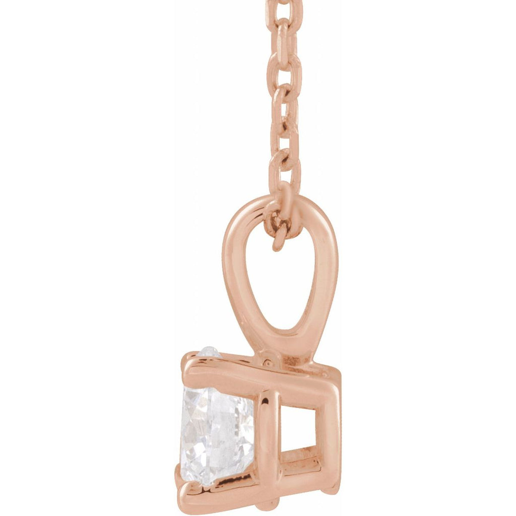Lab-Grown Diamond Solitaire 18" Necklace in 14k rose gold