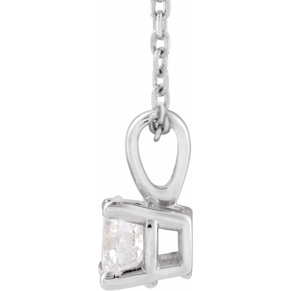 Natural Diamond Solitaire 18" Necklace in 14k white gold
