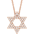 1/5 CTW Natural Diamond Star Of David Necklace in 14k rose gold