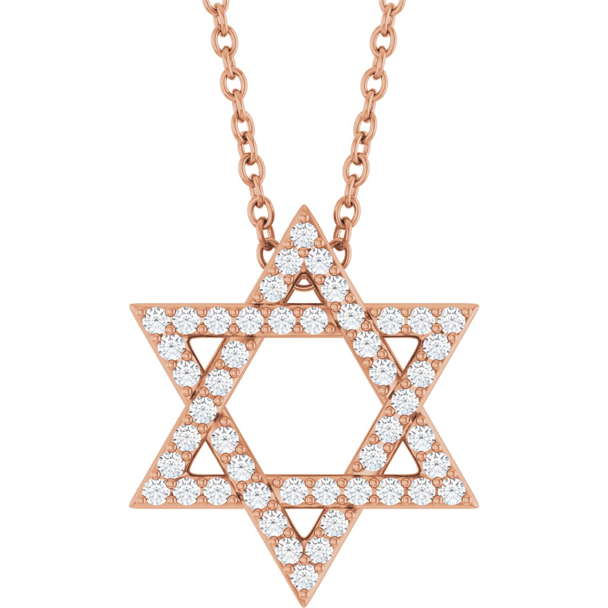 1/5 CTW Natural Diamond Star Of David Necklace in 14k rose gold