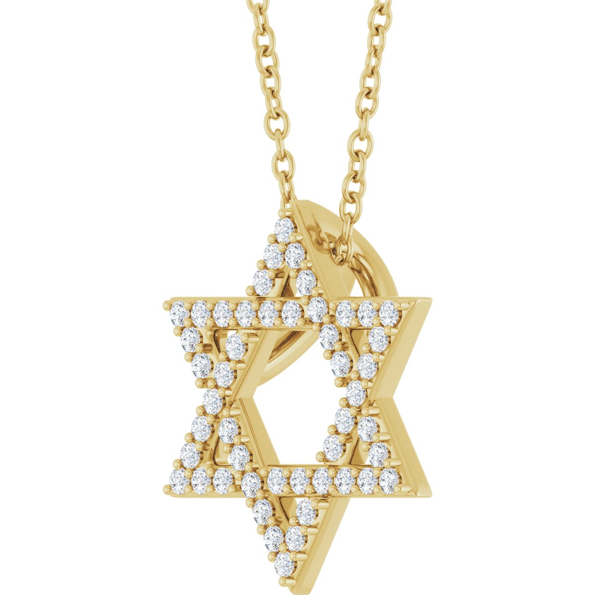 1/5 CTW Natural Diamond Star Of David Necklace in 14k yellow gold