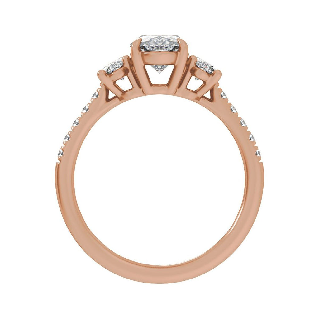 2 3/4 CTW Lab-Grown Diamond Three-Stone Engagement Ring in 14k rose gold
