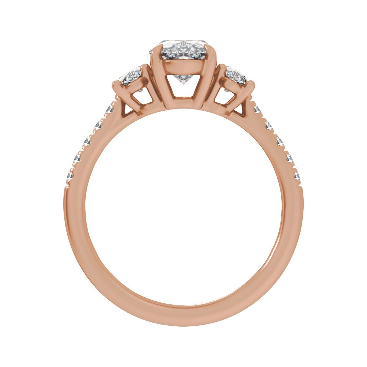 2 3/4 CTW Lab-Grown Diamond Three-Stone Engagement Ring in 14k rose gold