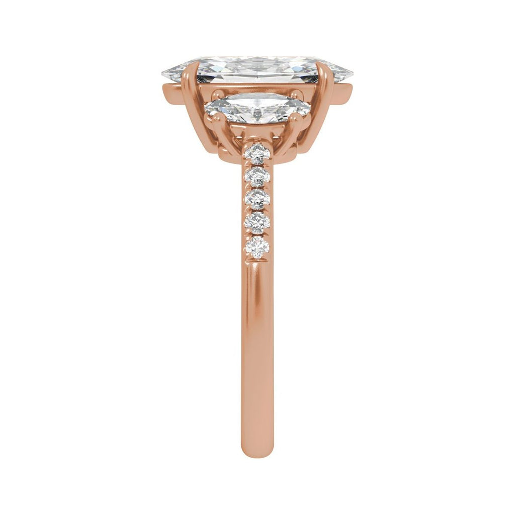 2 3/4 CTW Lab-Grown Diamond Three-Stone Engagement Ring in 14k rose gold