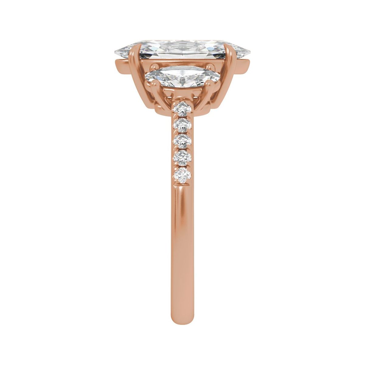 2 3/4 CTW Lab-Grown Diamond Three-Stone Engagement Ring in 14k rose gold