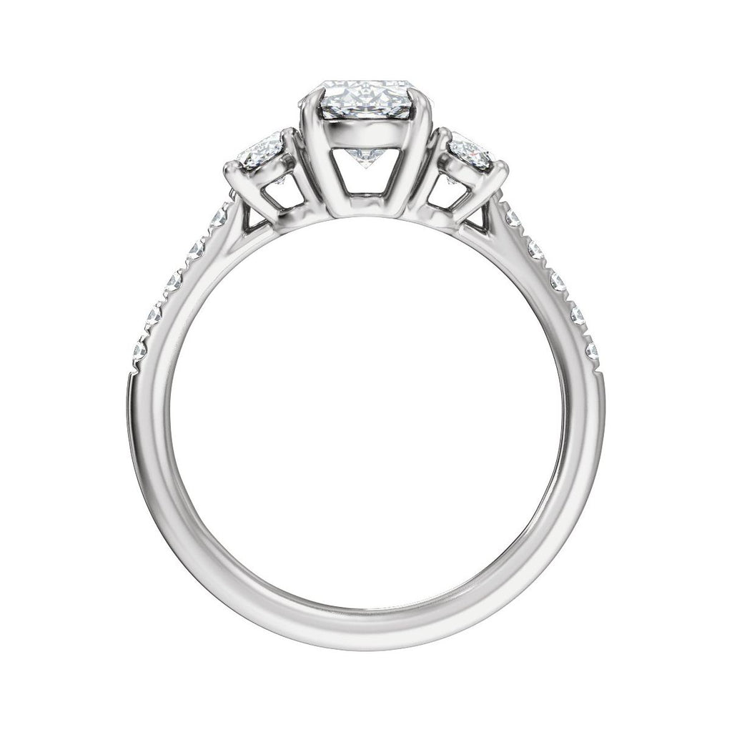 2 3/4 CTW Lab-Grown Diamond Three-Stone Engagement Ring in 14k white gold
