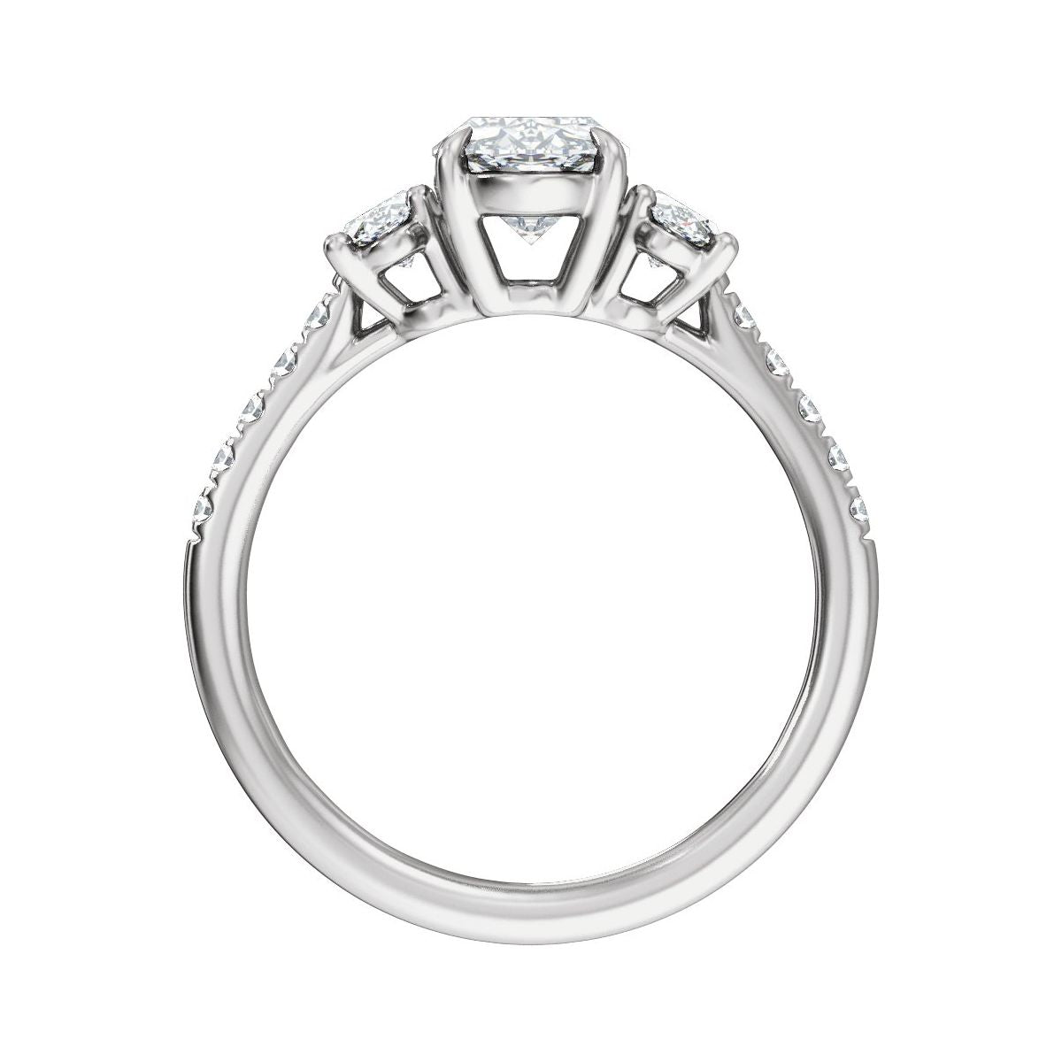 2 3/4 CTW Lab-Grown Diamond Three-Stone Engagement Ring in 14k white gold