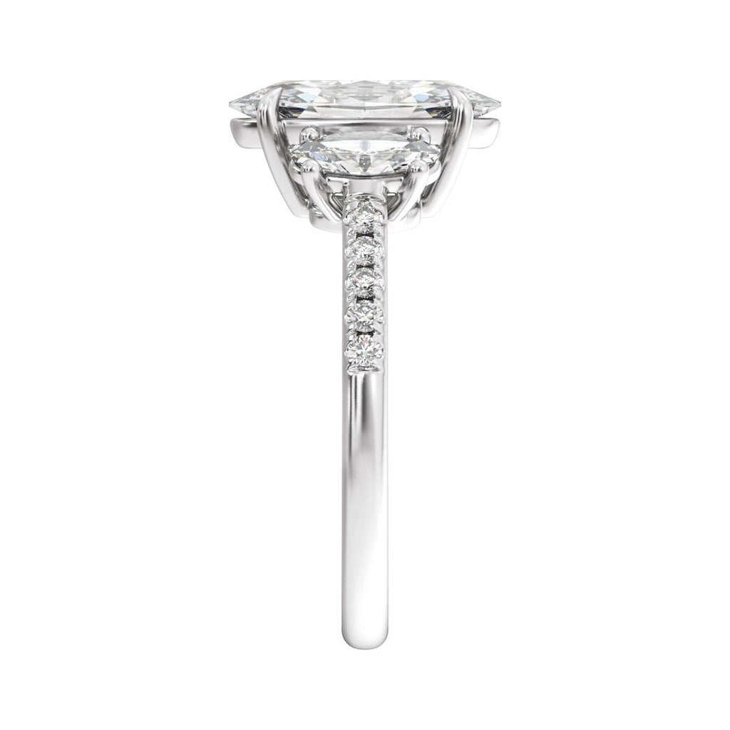 2 3/4 CTW Lab-Grown Diamond Three-Stone Engagement Ring in 14k white gold
