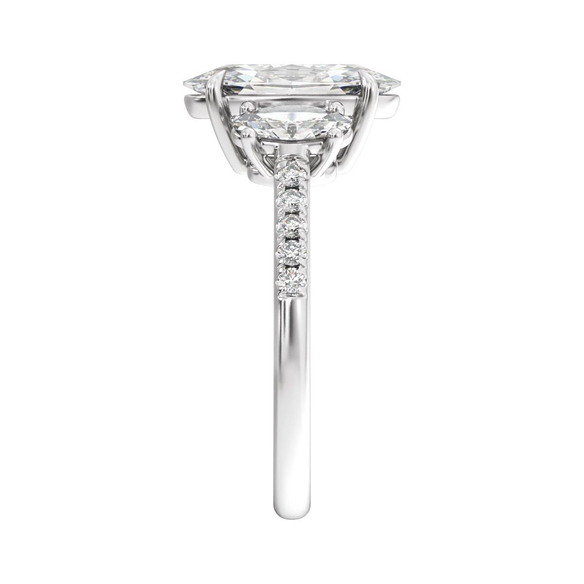 2 3/4 CTW Lab-Grown Diamond Three-Stone Engagement Ring in 14k white gold