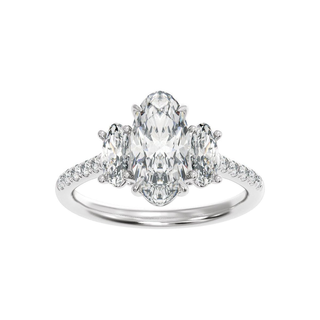 2 3/4 CTW Lab-Grown Diamond Three-Stone Engagement Ring in 14k white gold