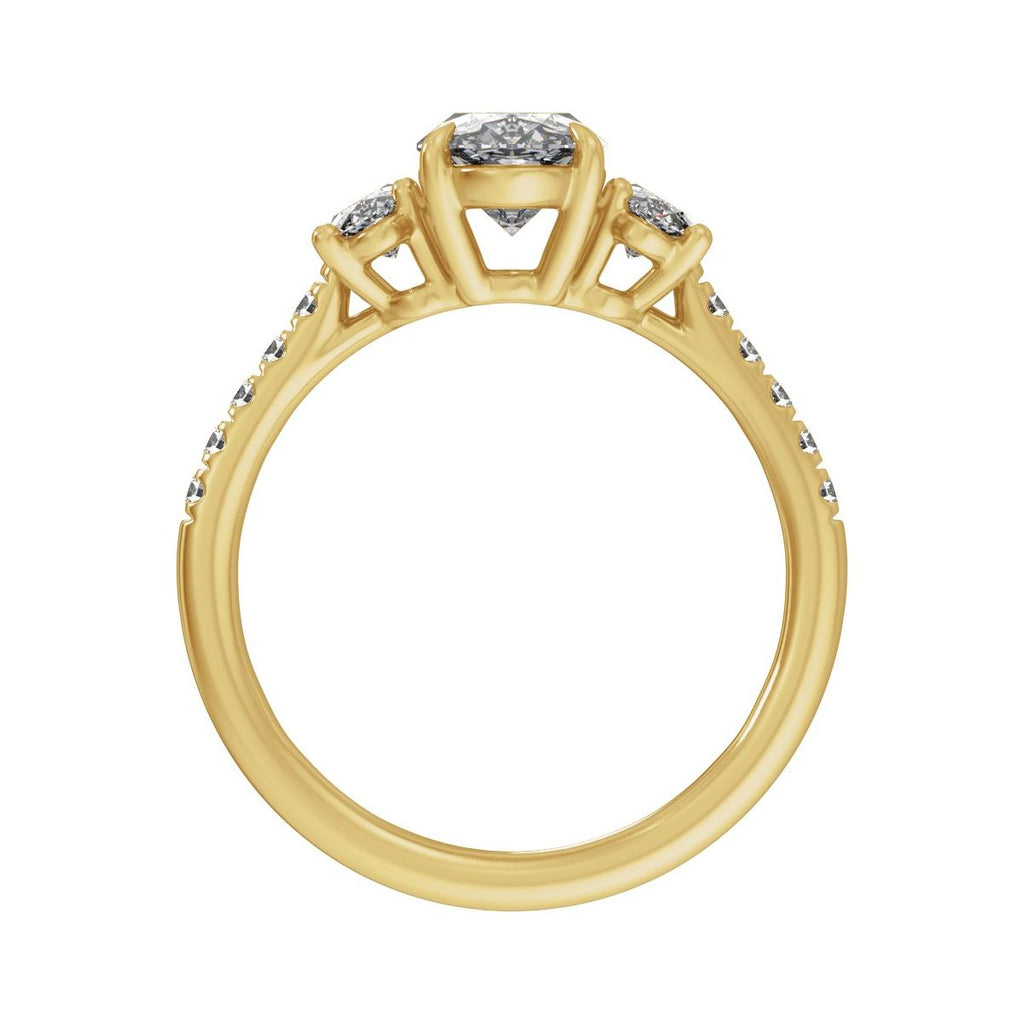 2 3/4 CTW Lab-Grown Diamond Three-Stone Engagement Ring in 14k yellow gold