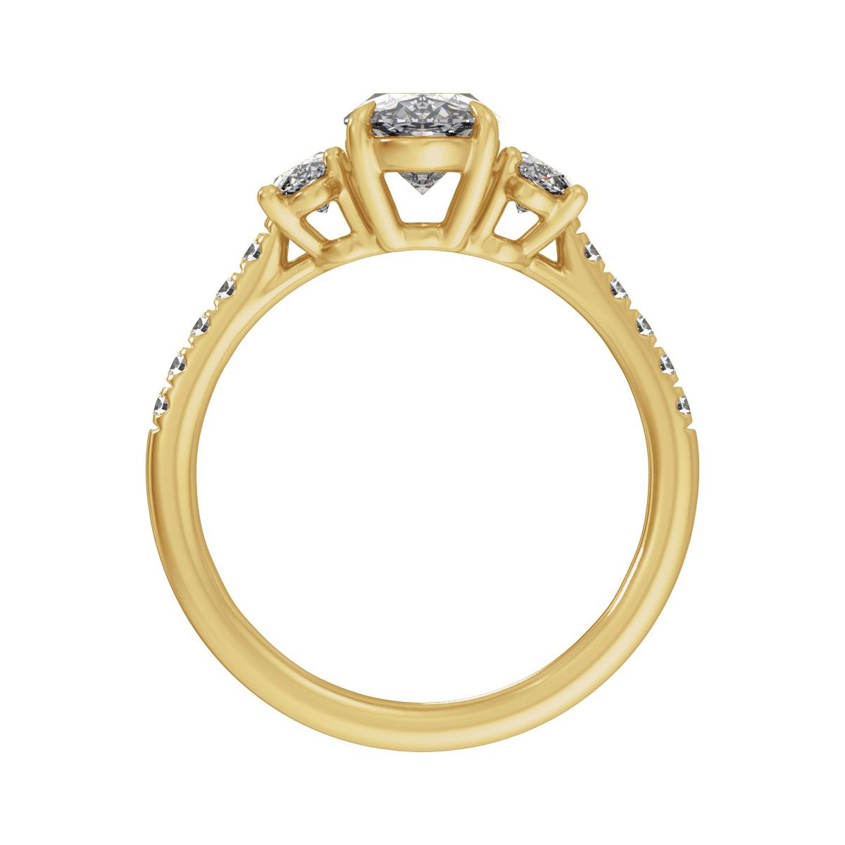 2 3/4 CTW Lab-Grown Diamond Three-Stone Engagement Ring in 14k yellow gold