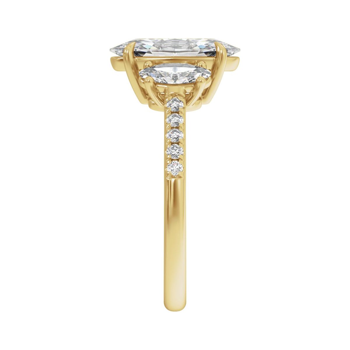 2 3/4 CTW Lab-Grown Diamond Three-Stone Engagement Ring in 14k yellow gold