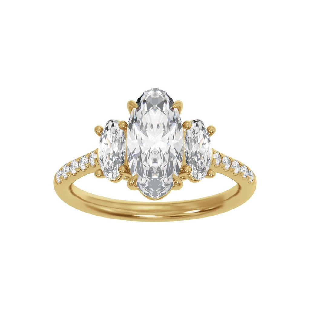 2 3/4 CTW Lab-Grown Diamond Three-Stone Engagement Ring in 14k yellow gold