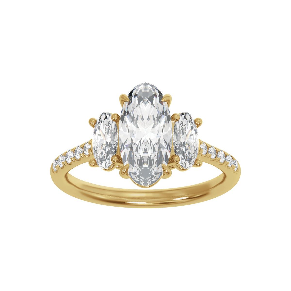 2 3/4 CTW Lab-Grown Diamond Three-Stone Engagement Ring in 14k yellow gold
