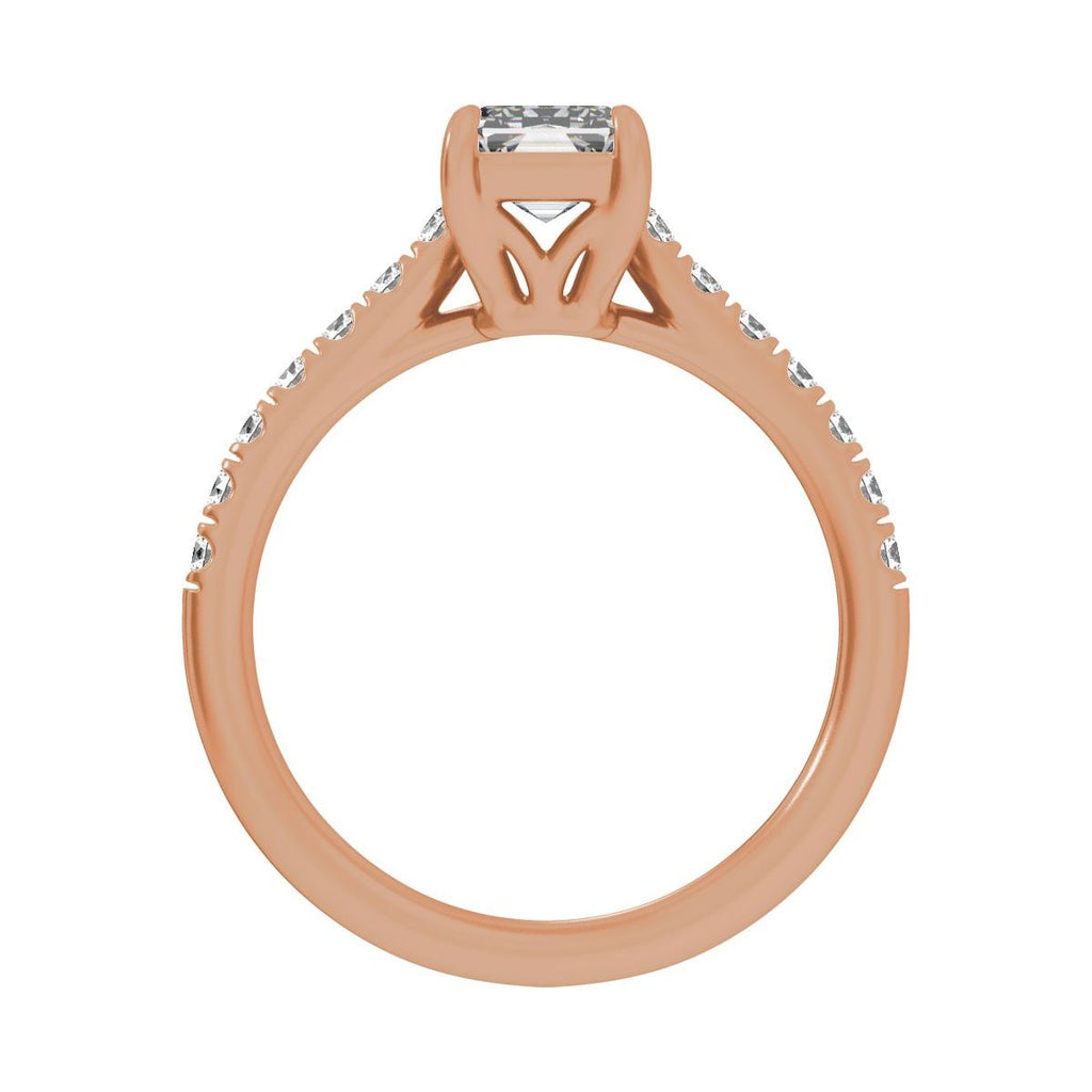 11x5.5 mm Radiant 2 1/3 CTW Lab-Grown Diamond Engagement Ring in 14k rose gold