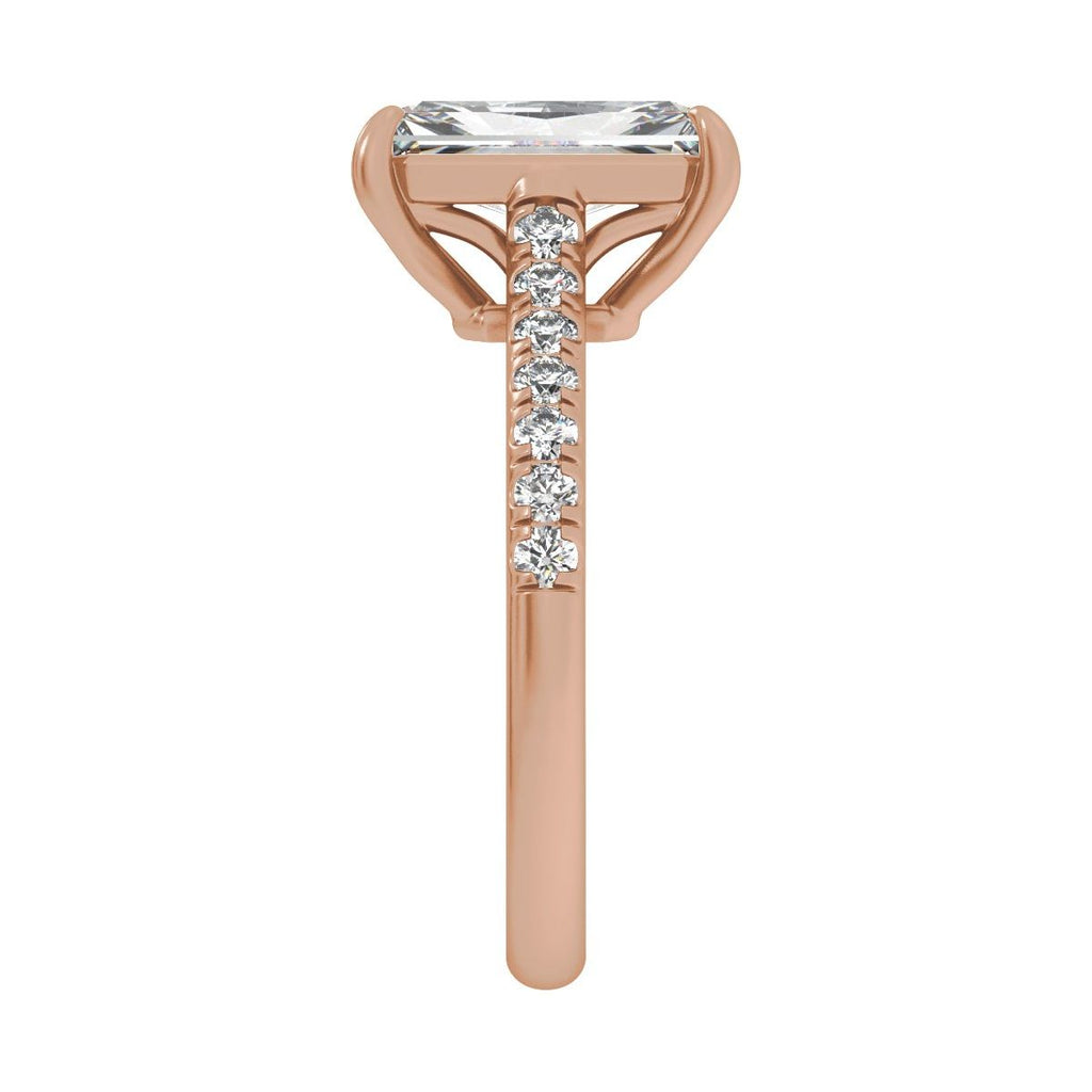 11x5.5 mm Radiant 2 1/3 CTW Lab-Grown Diamond Engagement Ring in 14k rose gold