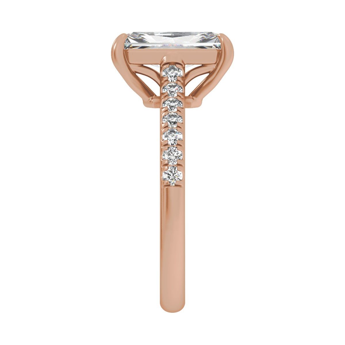 11x5.5 mm Radiant 2 1/3 CTW Lab-Grown Diamond Engagement Ring in 14k rose gold