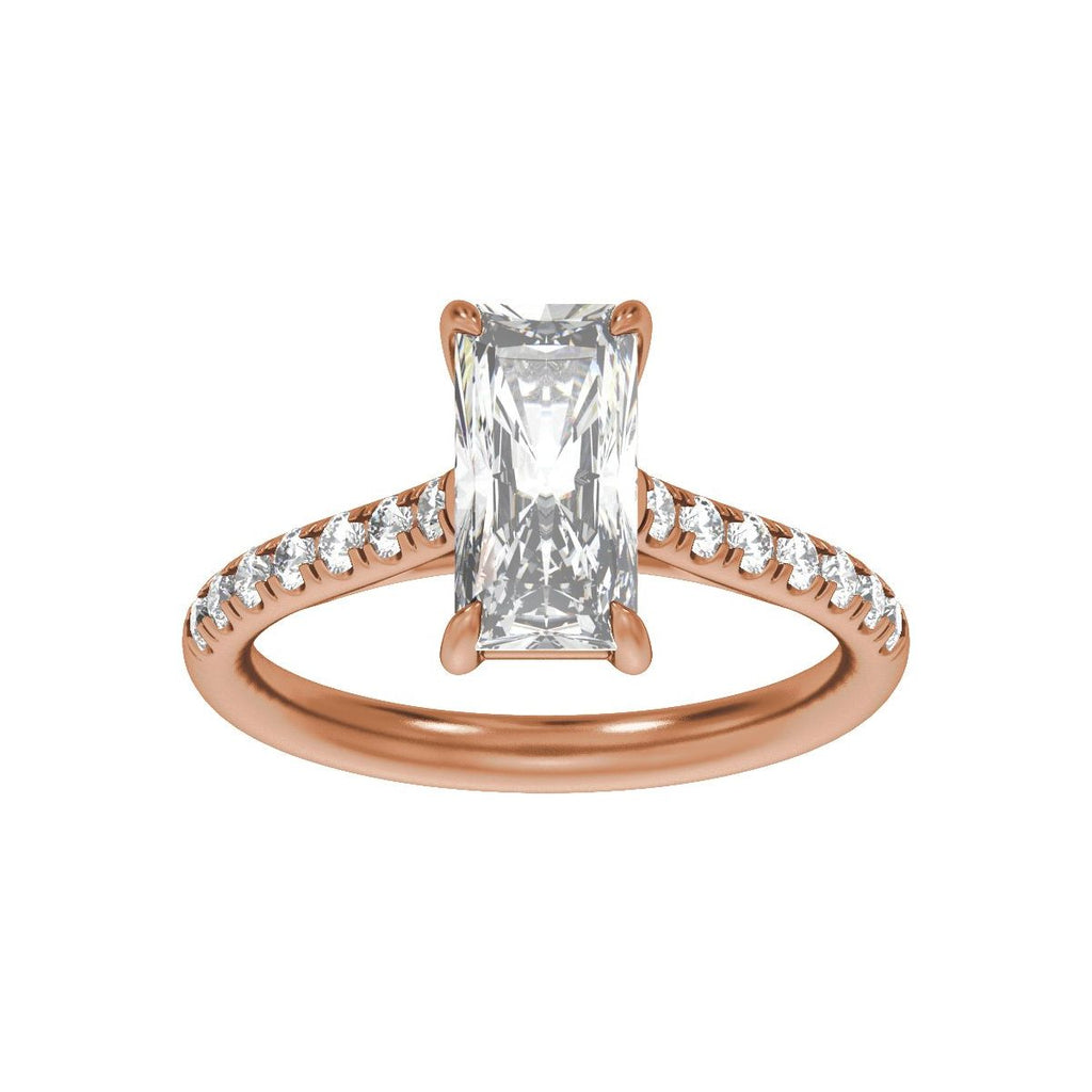 11x5.5 mm Radiant 2 1/3 CTW Lab-Grown Diamond Engagement Ring in 14k rose gold
