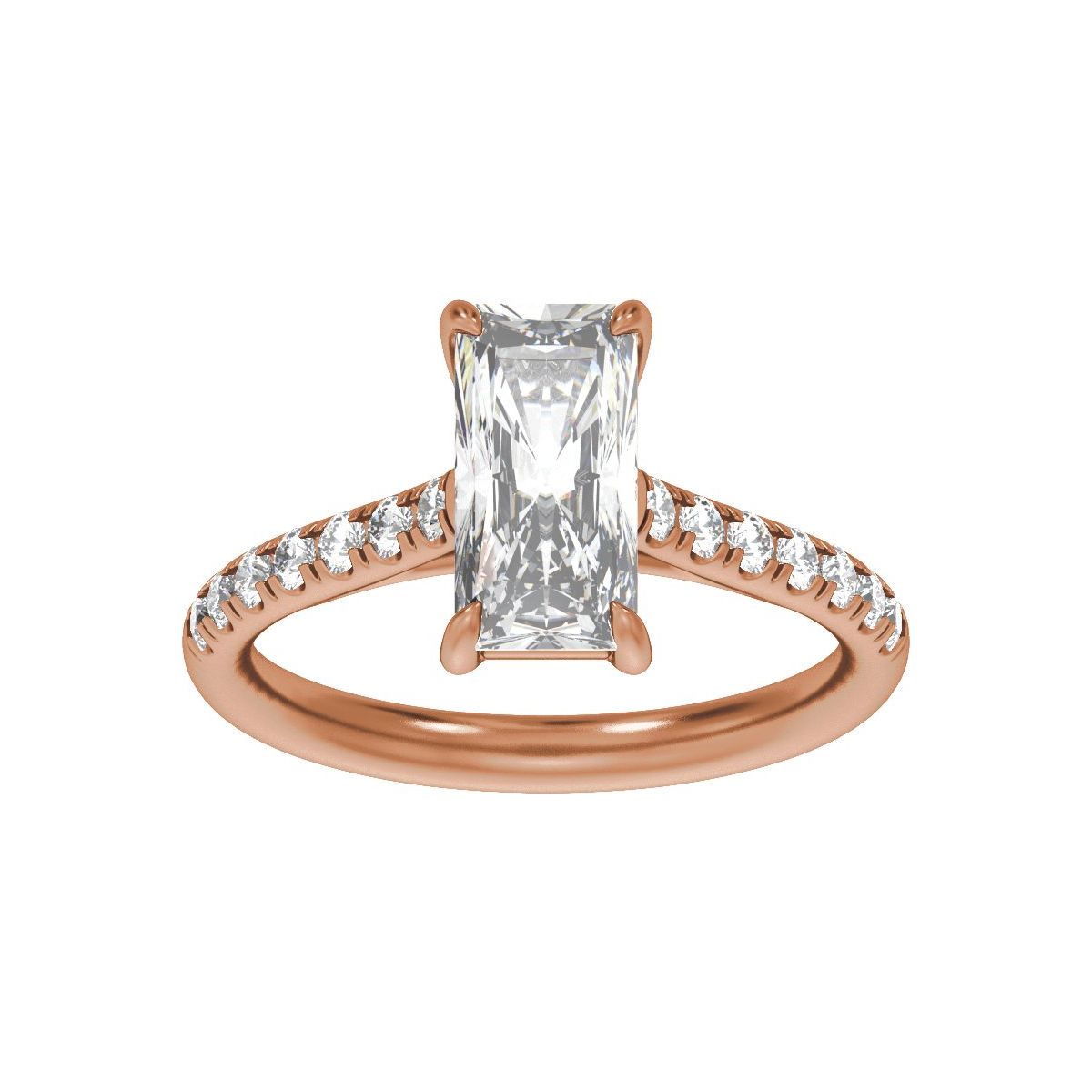 11x5.5 mm Radiant 2 1/3 CTW Lab-Grown Diamond Engagement Ring in 14k rose gold